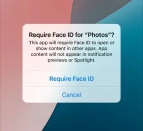 requer identificação facial para bloquear aplicativo iphone