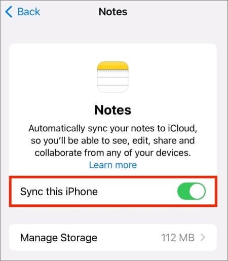 Sincronizar este iPhone para recuperar Notas