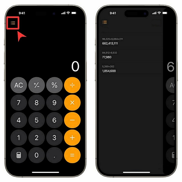 como ver histórico da calculadora do iPhone ios18