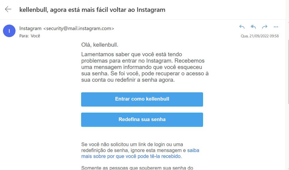 Verifique seu e-mail do Instagram