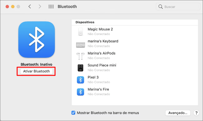 Ativar Bluetooth no Mac