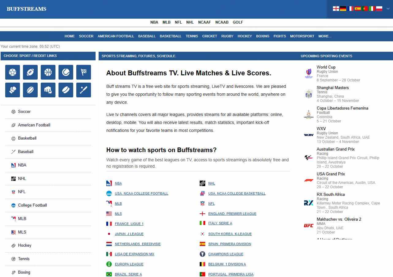 Buffstreams, site similar ao CrackStreams