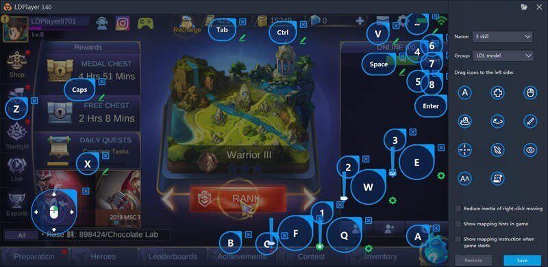 configurar o teclado para jogar Wild Rift no PC