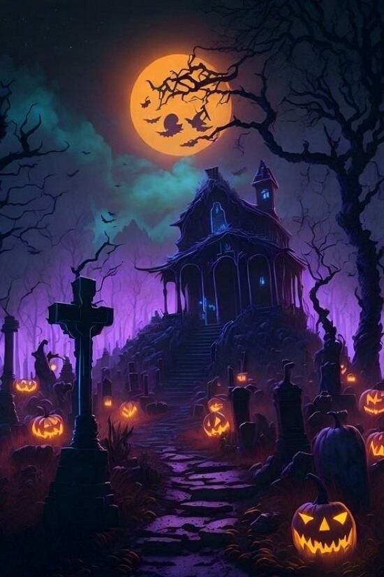 Fundo de cemitério de Halloween 1