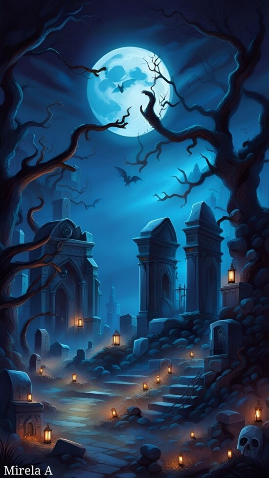 Fundo de cemitério de Halloween 3