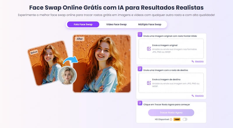 Vidnoz trocar rosto na foto e vídeo