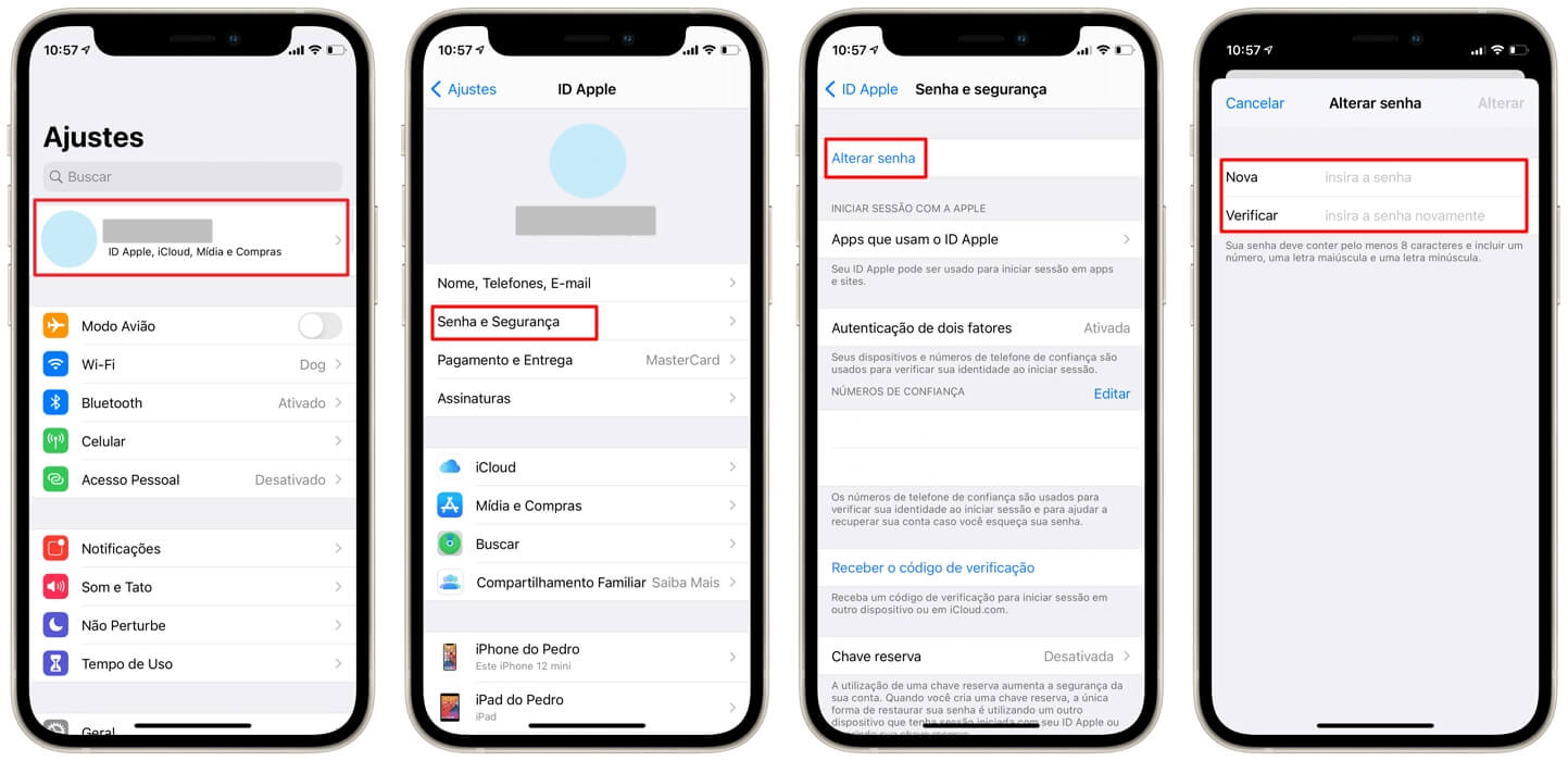 Alterar a senha do ID Apple - Suporte da Apple (BR)