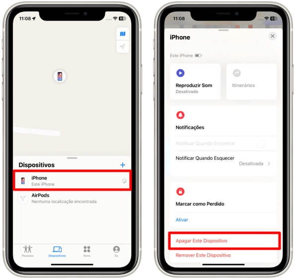 Apagar iPhone com Buscar meu iPhone