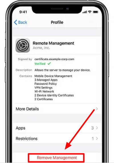 Remover gerenciamento remoto no iPhone ou iPad