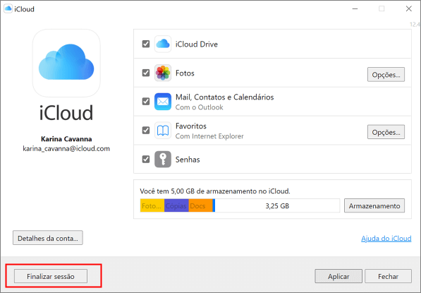 Sair da conta do iCloud no Mac