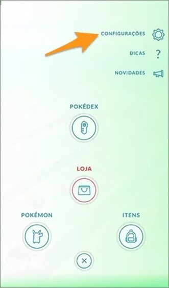 Entrar em Configurações do Pokémon Go