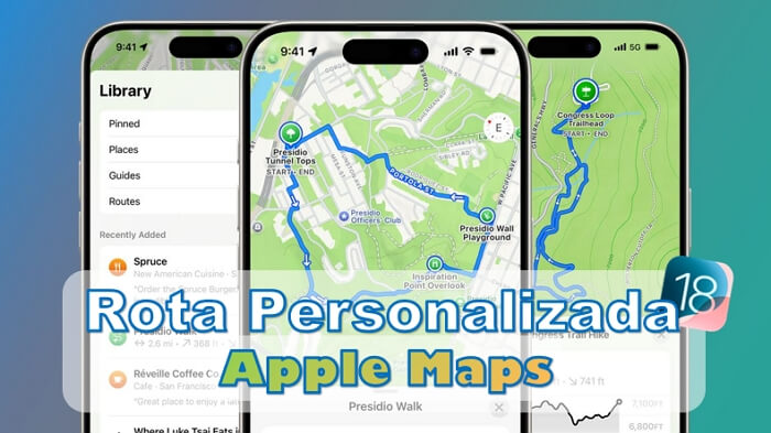 iOS 18 Rota personalizada no Apple Maps