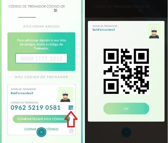 Compartilhar seu Código de Amigos do Pokémon Go