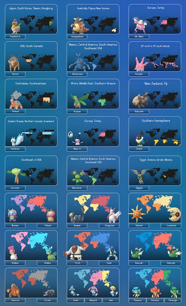 Mapa completo - Como capturar Pokémons regionais rapidamente?