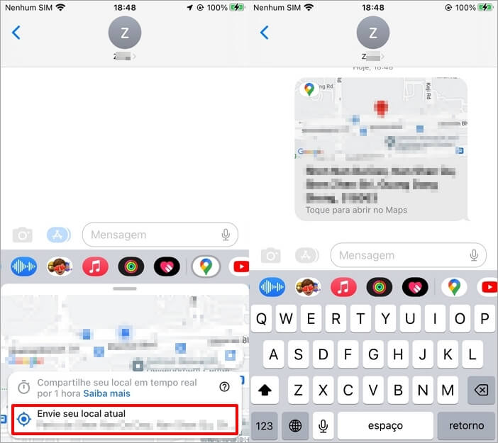 Compartilhar localização do iPhone em iMessage