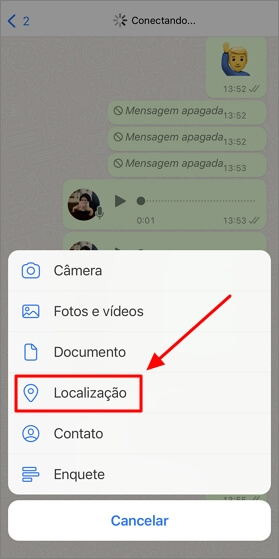 Compartilhar localização falsa no WhatsApp