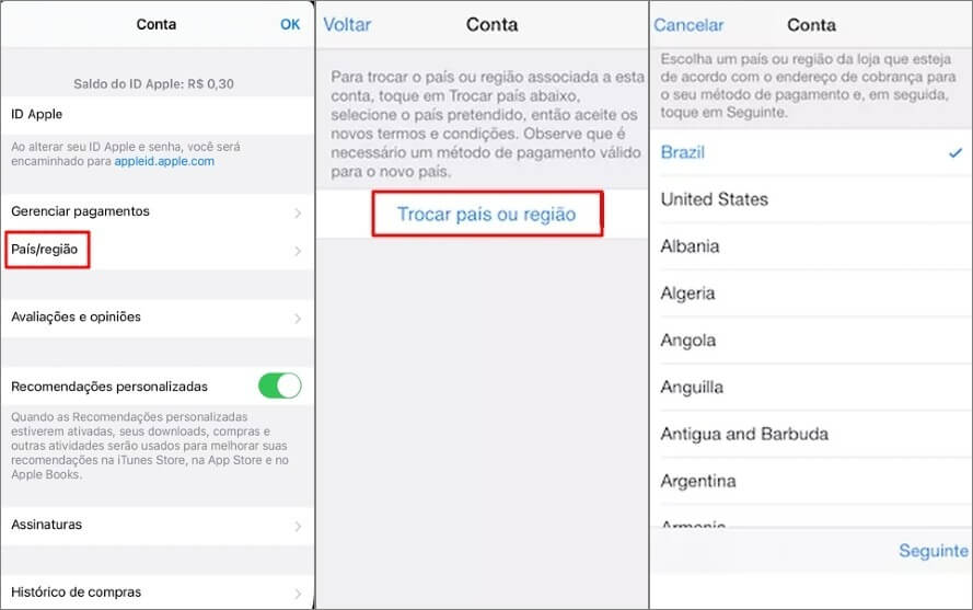 Como baixar o aplicativo para iPhone se não estiver disponível em seu país