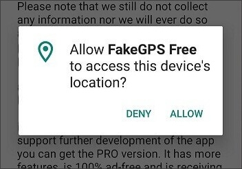 permitir o acesso do fake gps go location spoofer free