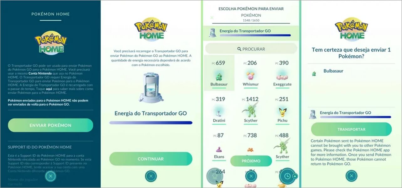 Transferir Pokémon Go para Pokémon Home