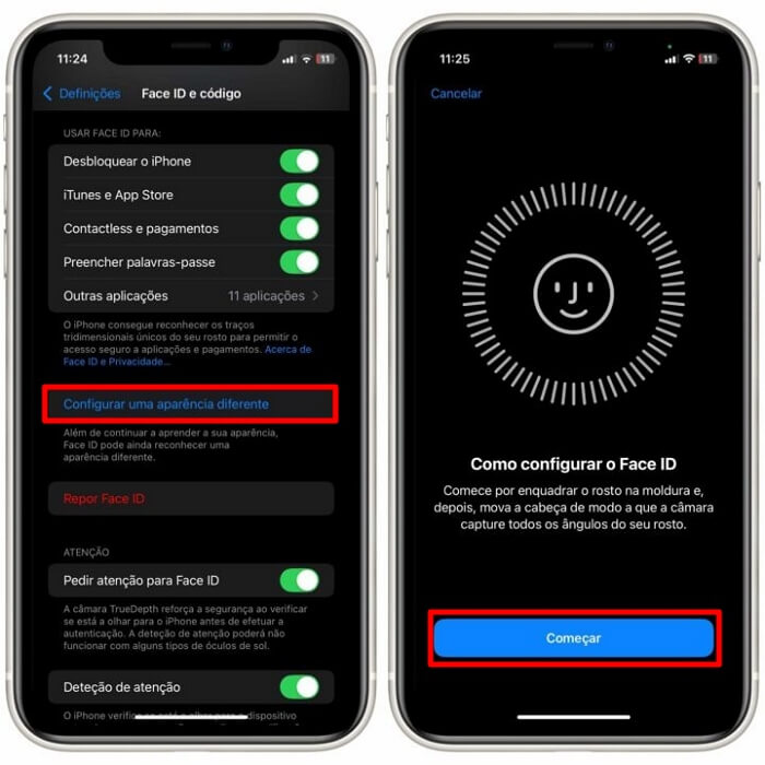 Adicionar aparência alternativa para Face ID