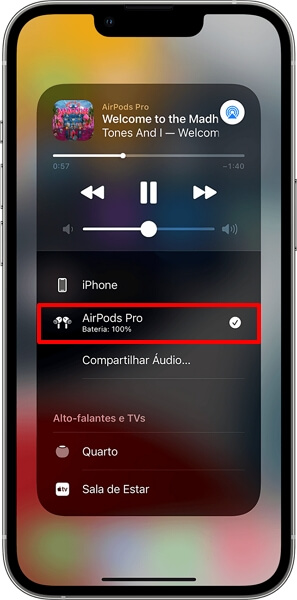 AirPods como dispositivo de saída de áudio
