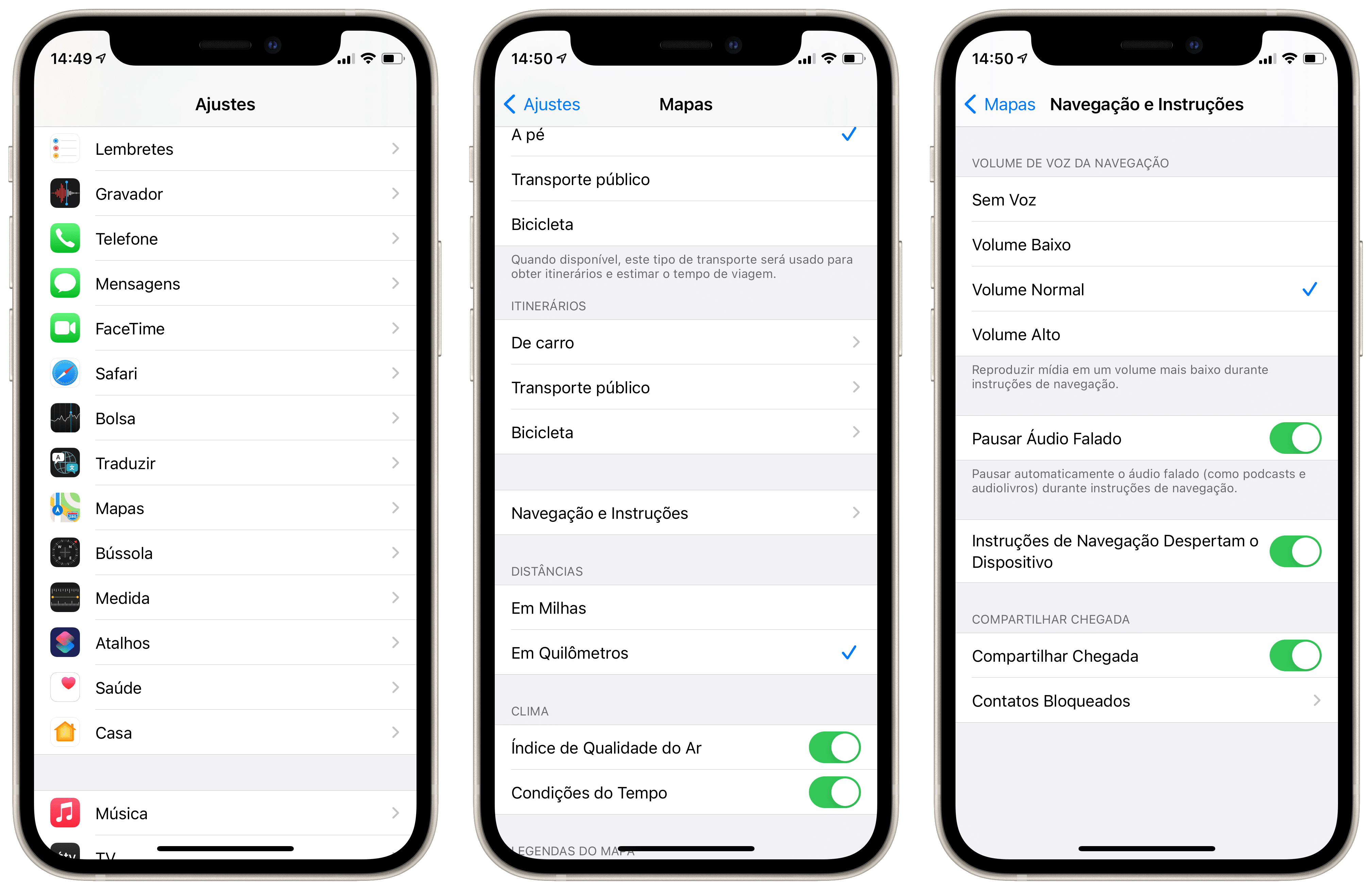Ativar a navegação por voz do Apple Maps no iPhone