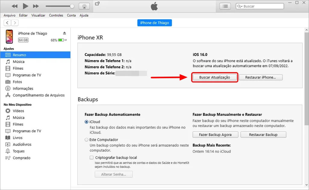 Atualizar iOS 17 beta no iTunes