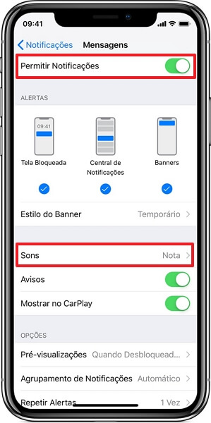 Configurar as notificações dos apps do iPhone