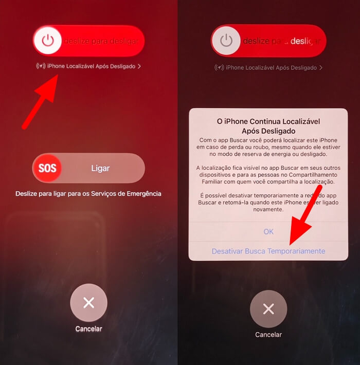 Desativar iPhone is findable temporariamente