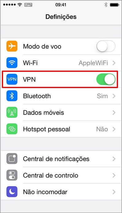 Desativar VPN do iPhone