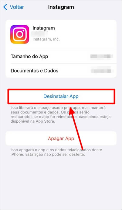 Desinstalar App Instagram