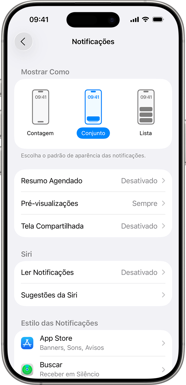 notificação e alertas de tela
