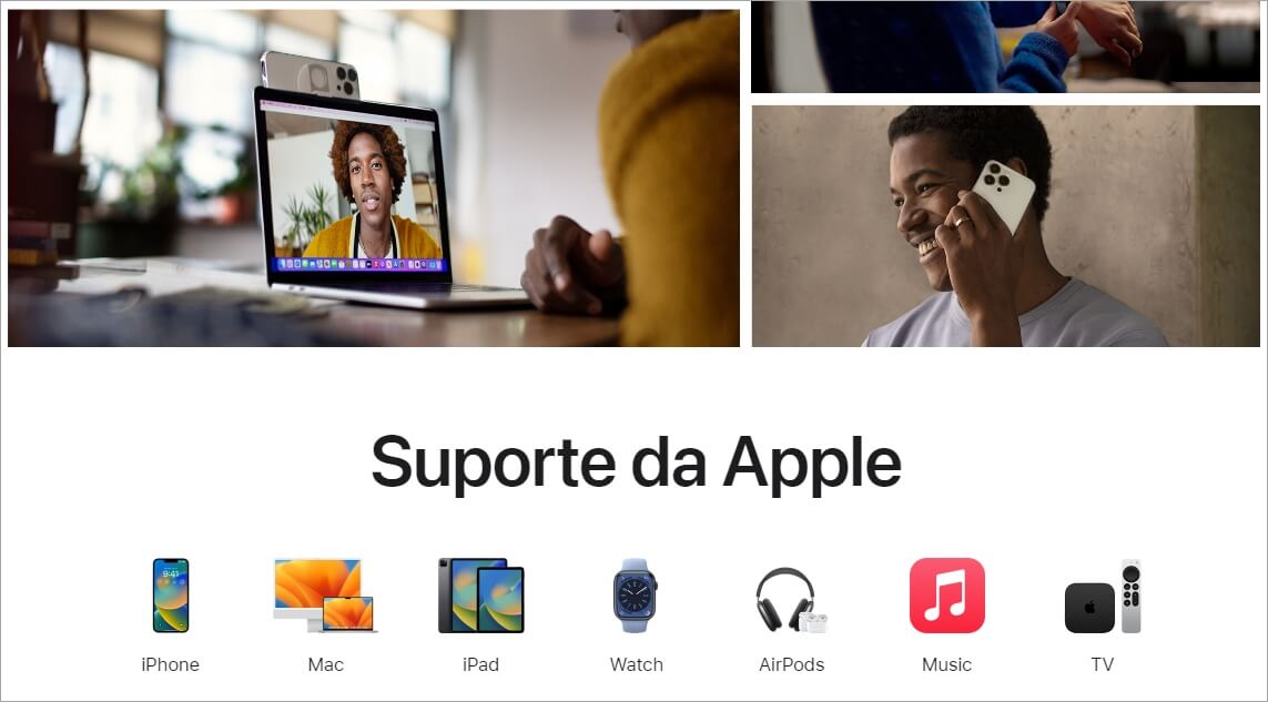 Contactar com o suporte da Apple