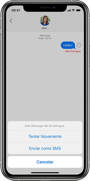 Texto em grupo não funciona no iphone