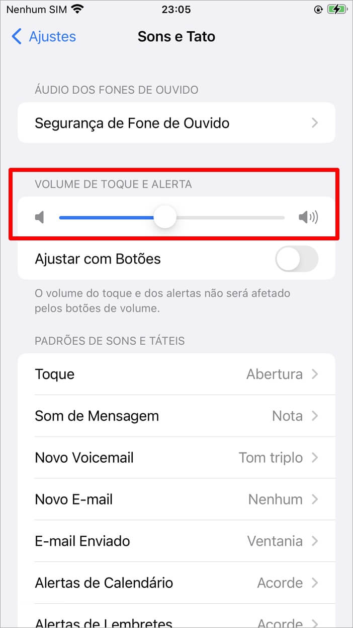 Verificar as configurações de volume do iPhone