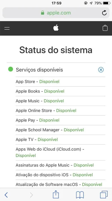 Verificar o status do sistema no iPhone
