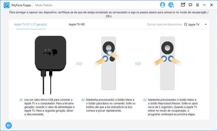 colocar apple tv em modo DFU
