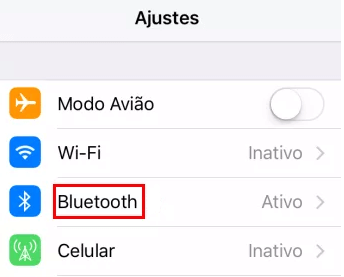 Ativar o Bluetooth iPhone
