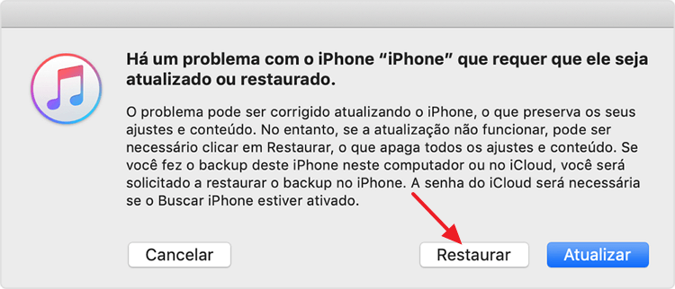 restaurar iPhone com iTunes
