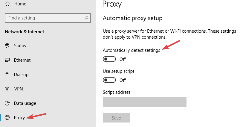 Desativar servidor proxy