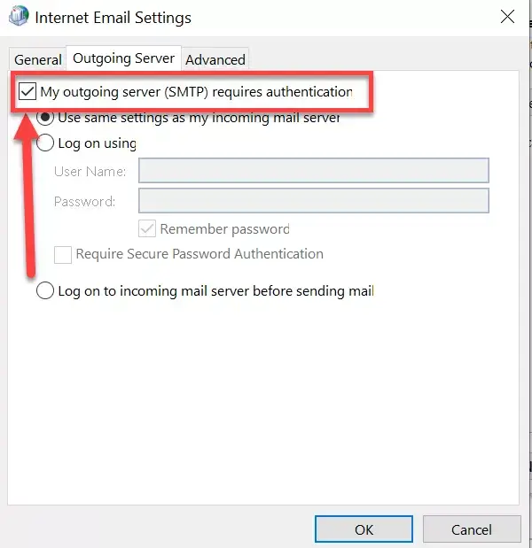 ativar autenticação smtp outlook