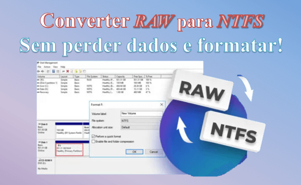 Converter RAW para NTFS sem perder dados nem formatar!