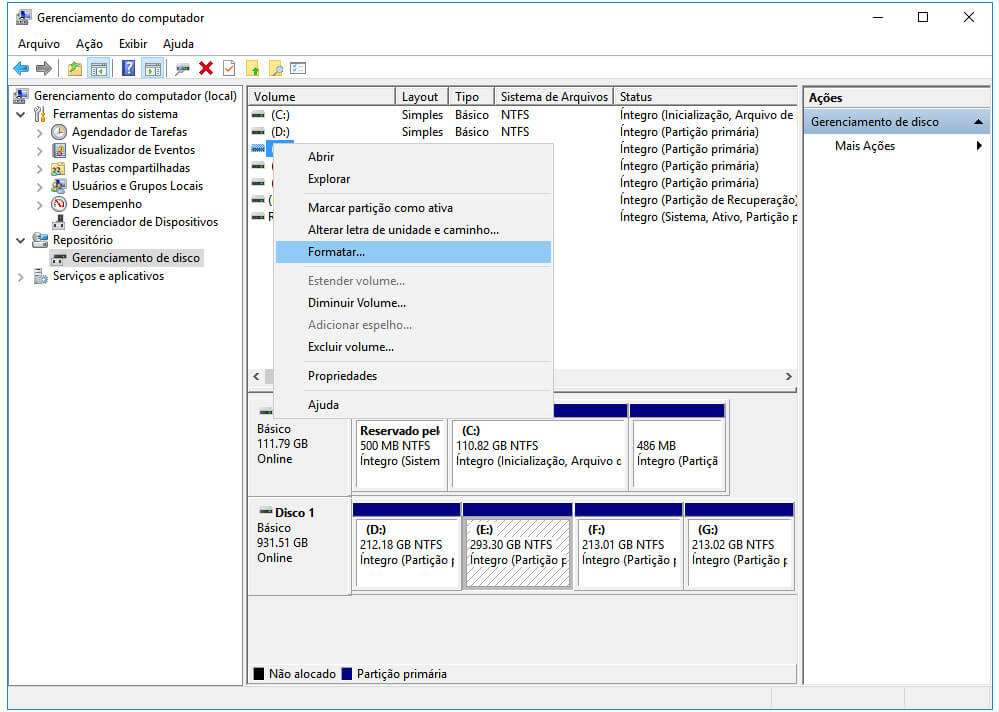 converter hd de RAW para NTFS