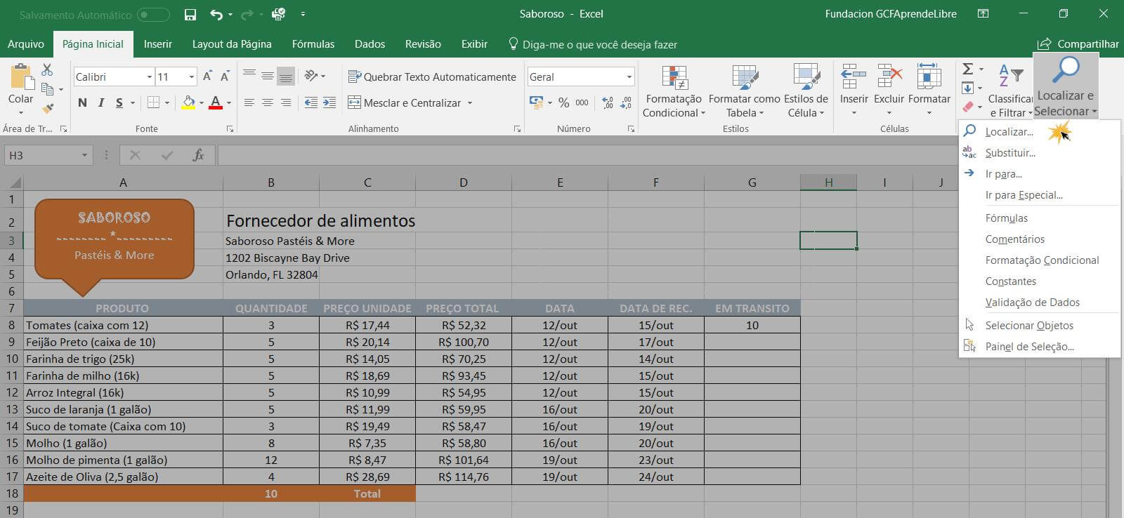Localizar e Selecionar no Excel