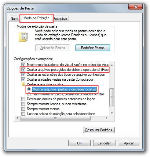 Ocultar arquivos protegidos do sistema operacional recomendado