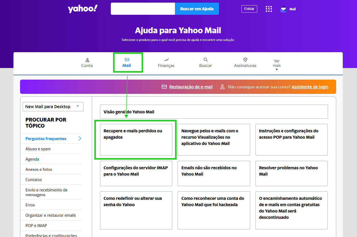 Como recuperar Email apagado do Yahoo