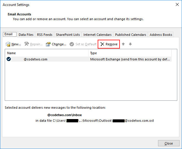 remover contas conectadas desnecessárias no outlook