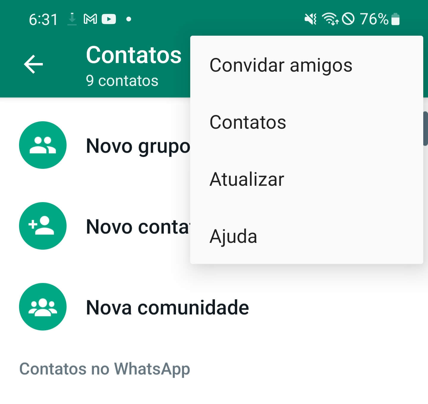 Atualizar lista de contatos do WhatsApp