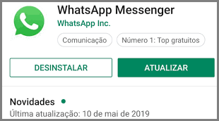 Atualize o WhatsApp no Google Play Store