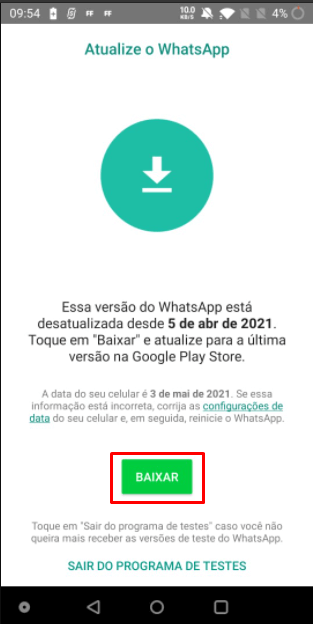 Atualize o WhatsApp